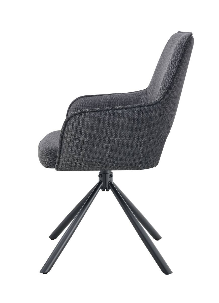 Drehstuhl JANA, 2er Set anthrazit Stoff B/H/T: ca. 57x91x64 cm