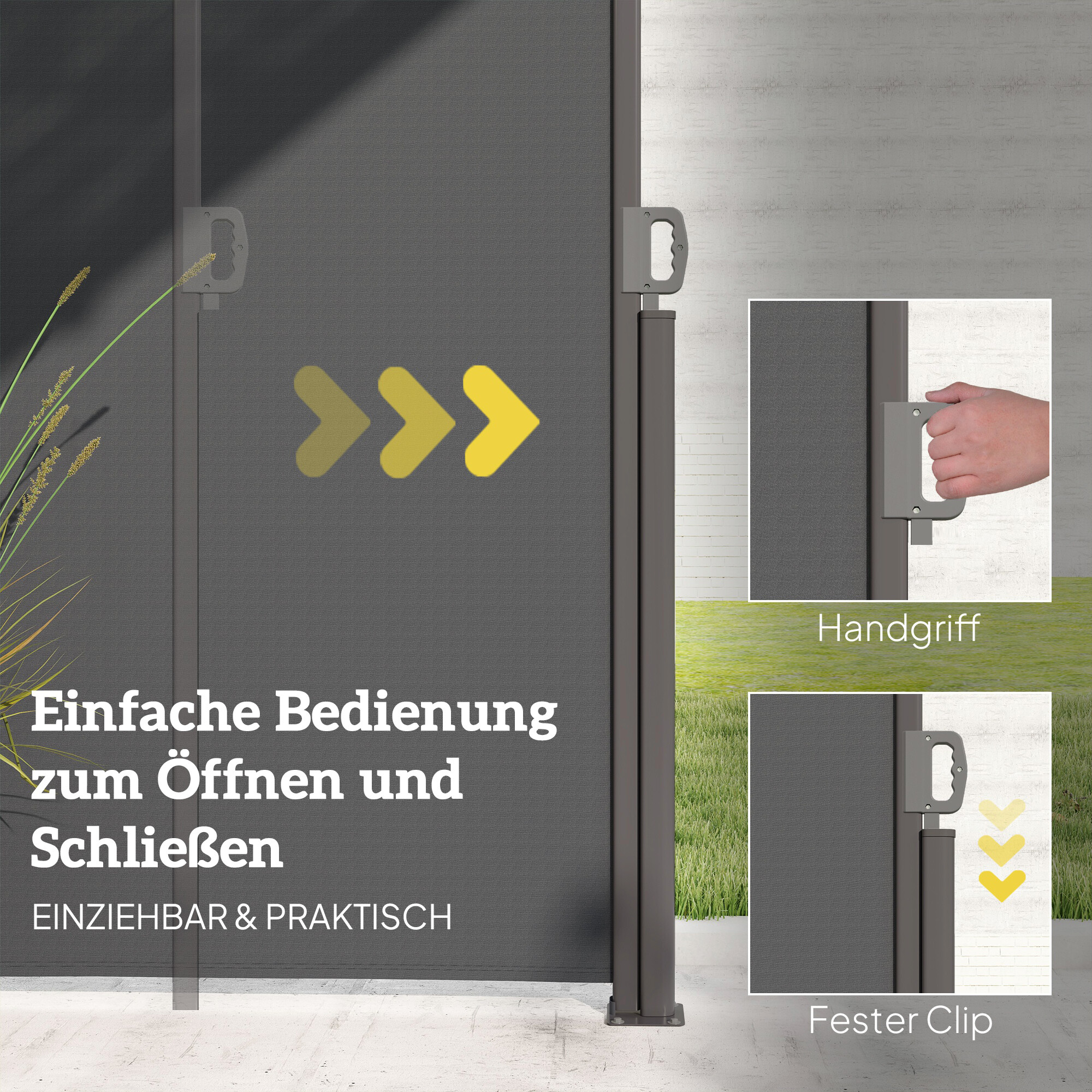 Outsunny Seitenmarkise dunkelgrau Polyester B/H/L: ca. 1x140x300 cm