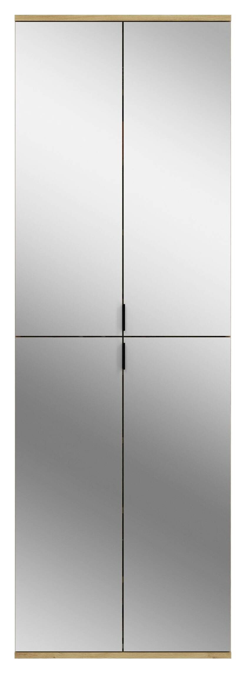 Garderobe PROJEKT Eiche Artisan Nachbildung weiß Hochglanz Spiegel B/H/T: ca. 243x193x34 cm
