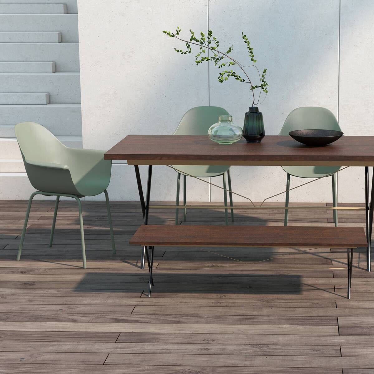 Outsunny Bistro-Set grün Kunststoff B/H/L: ca. 55x84x59 cm