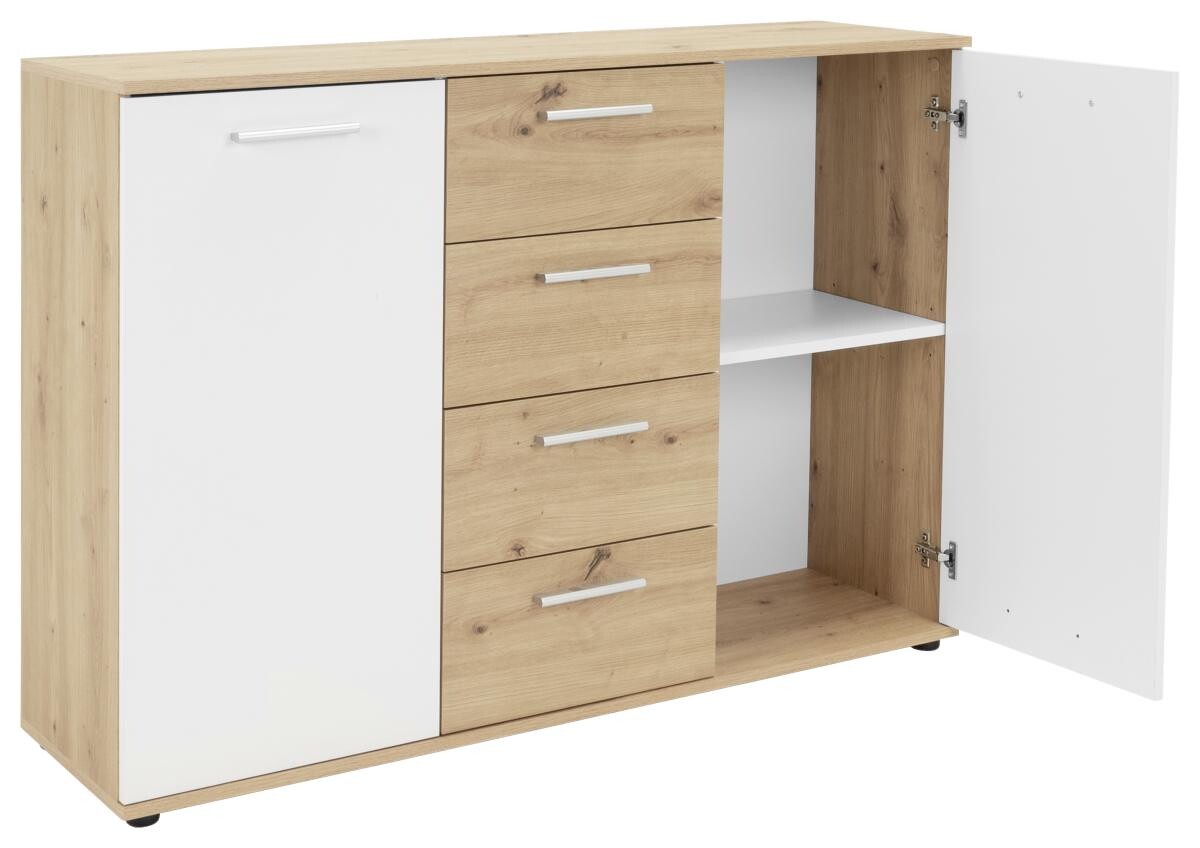 Kommode Jacky 2 Eiche Artisan Nachbildung weiß B/H/T: ca. 120x85x35 cm