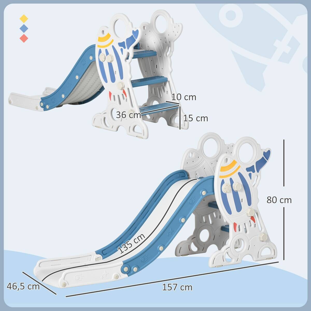 AIYAPLAY Kinderrutsche blau B/H/L: ca. 46,5x80x157 cm