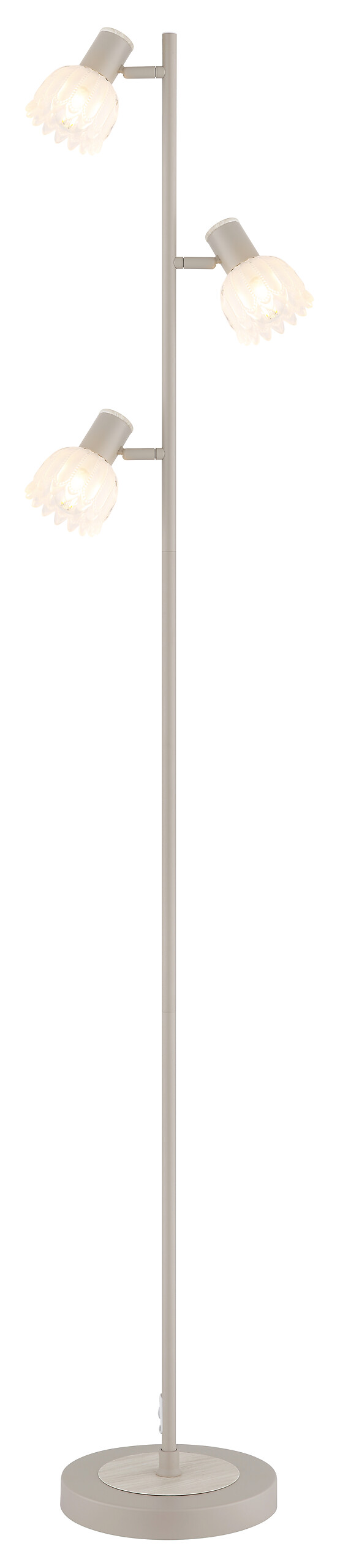 GLOBO Stehleuchte sand Glas Metall B/H/L: ca. 12x60x26 cm 3 Brennstellen