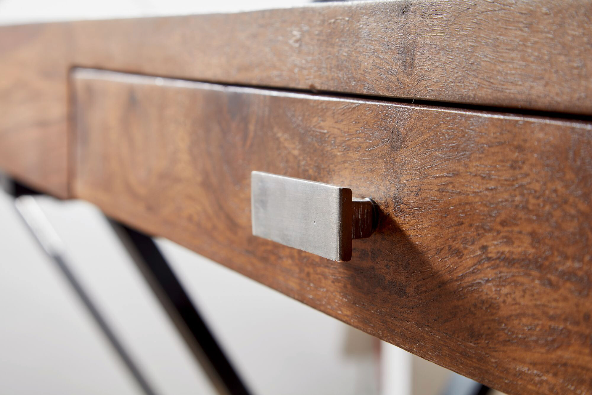 Schreibtisch natur schwarz pulverbeschichtet B/H/T: ca. 120x78x55 cm