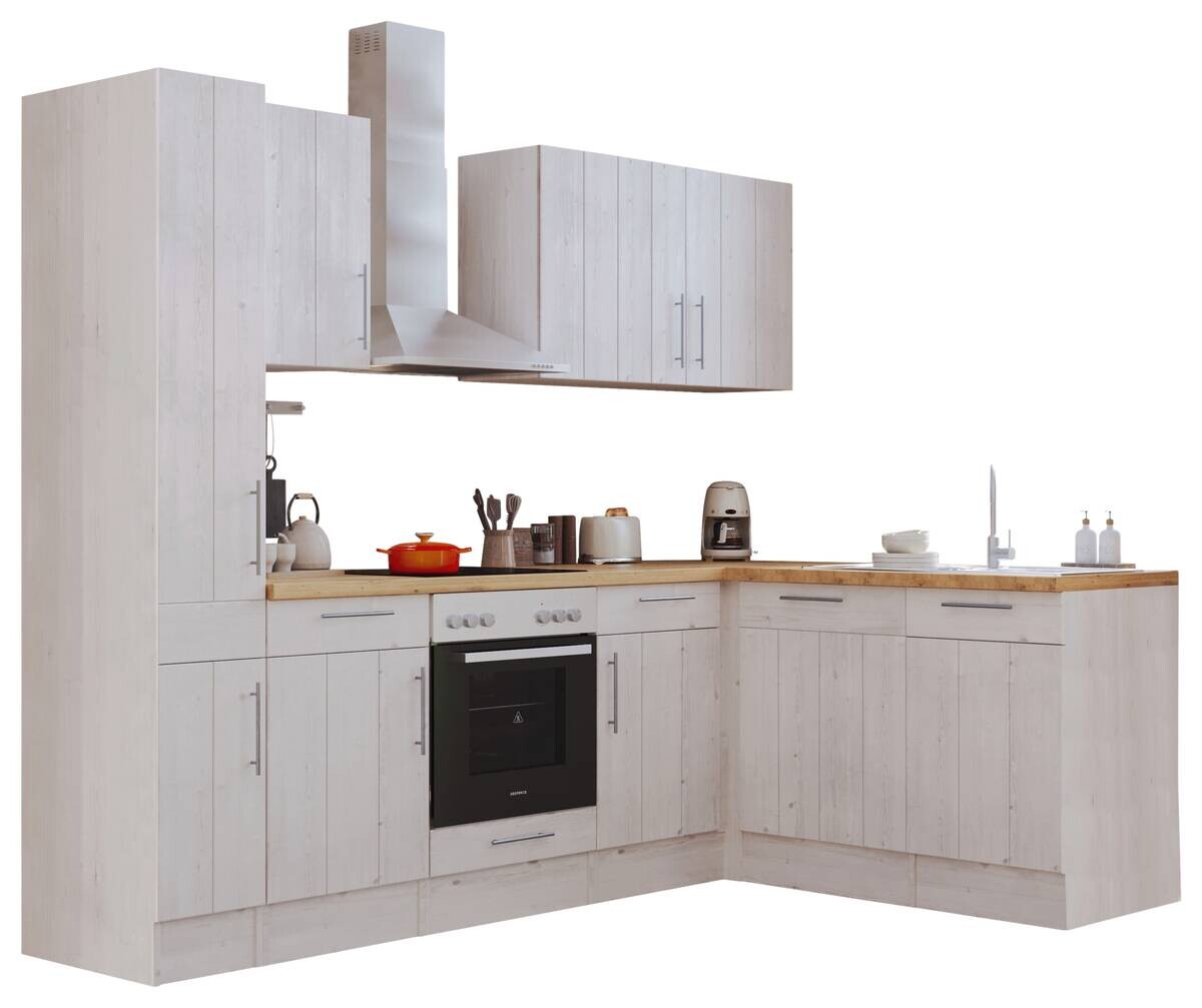 Respekta Winkelküche BERPL250LHWC weiß Lärche Nachbildung B/H/T: ca. 250x211x172 cm