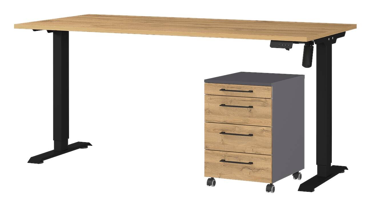 Büro-Sets 9750-582 Eiche Grand-Son Nachbildung Graphit schwarz B/H/T: ca. 217x119x80 cm Büro-Sets 9750-582 Eiche Grand-Son Nachbildung Graphit schwarz B/H/T: ca. 217x119x80 cm