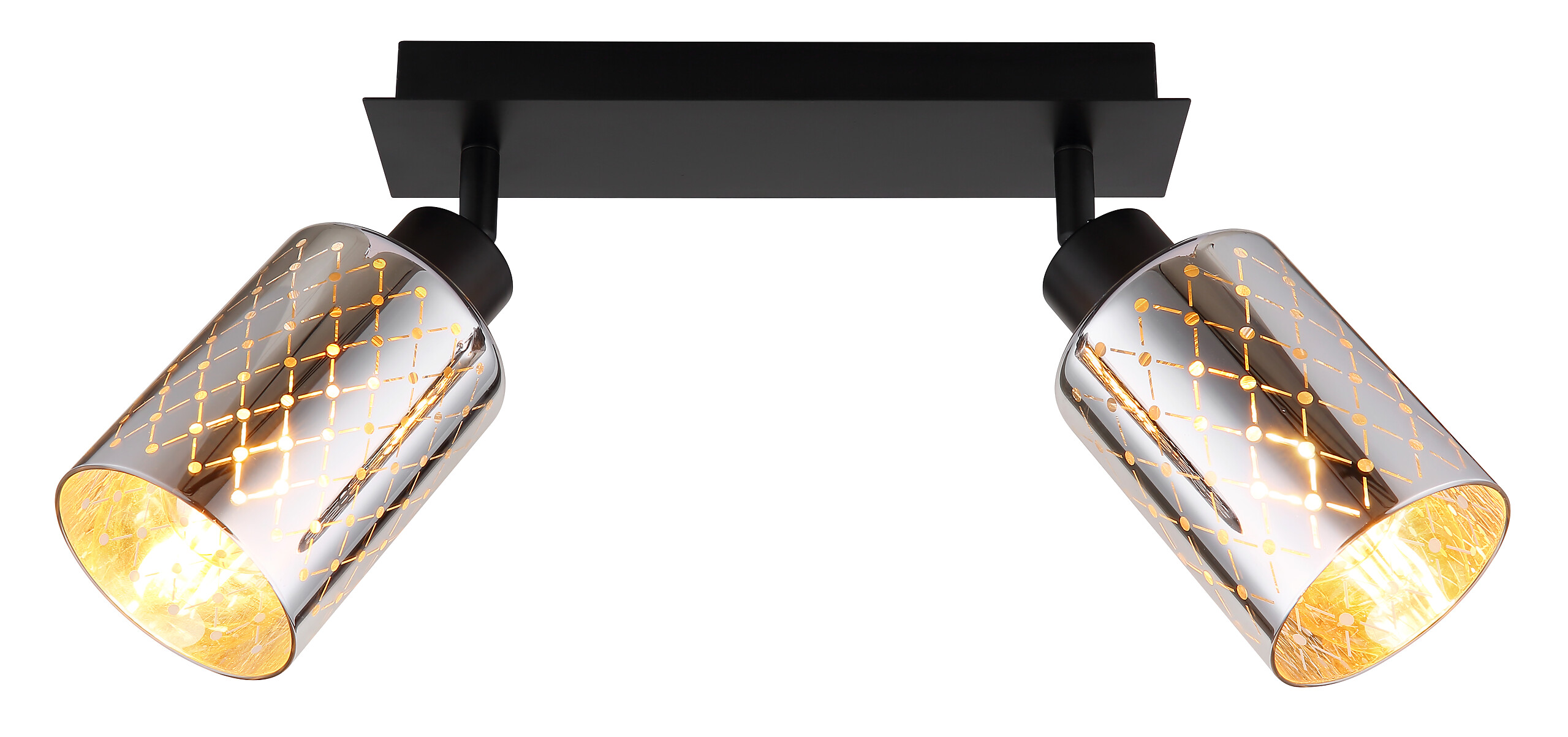 GLOBO Strahler mattschwarz klar Chrom Glas Metall B/H/L: ca. 9x22x46 cm E27 2 Brennstellen