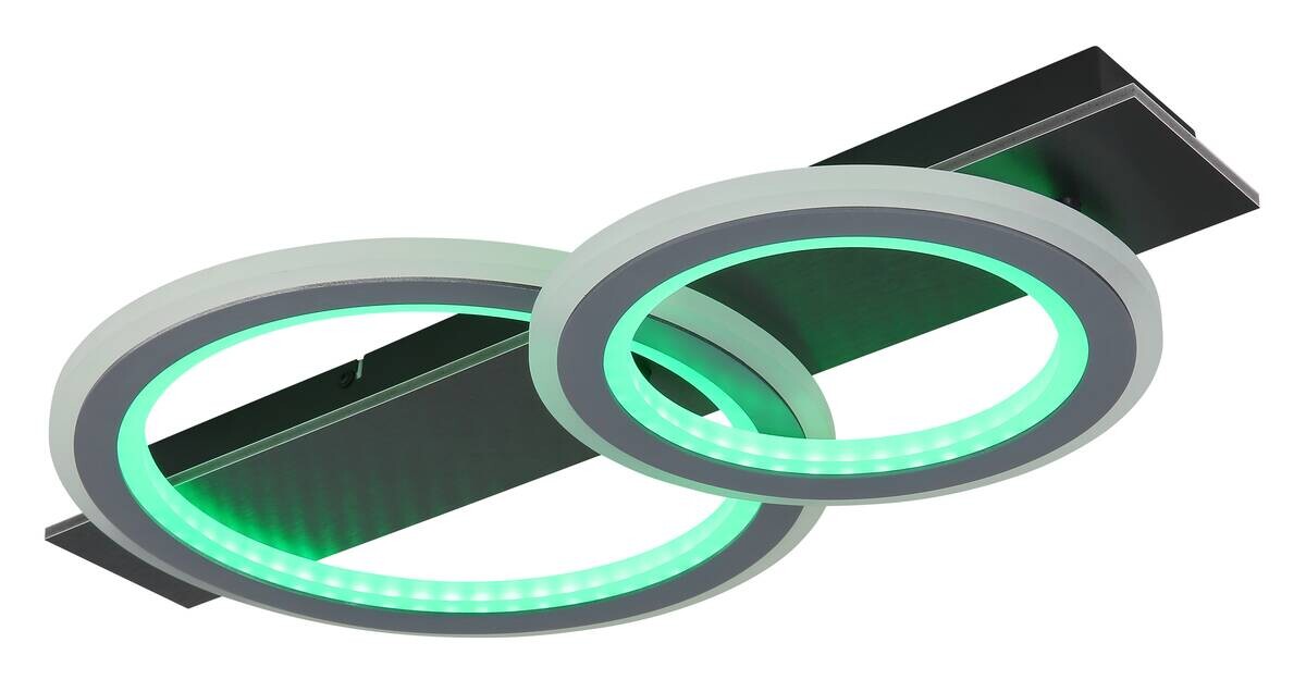 GLOBO LED-Deckenleuchte grau mattschwarz Opal Kunststoff Acryl Metall B/H/L: ca. 37x8x63 cm 1 Brennstellen