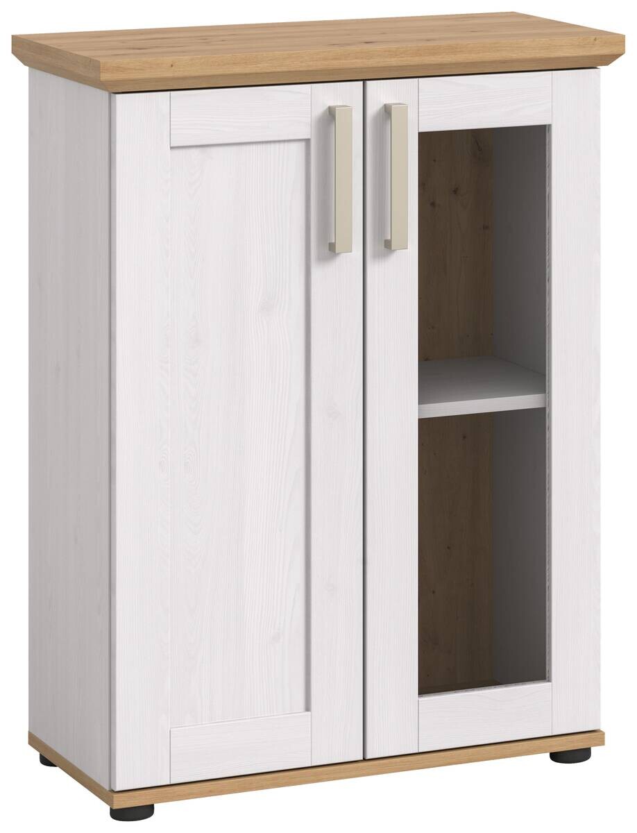 Vitrinenschrank VERONA Lärche Nachbildung Eiche Nachbildung B/H/T: ca. 64x88x37 cm