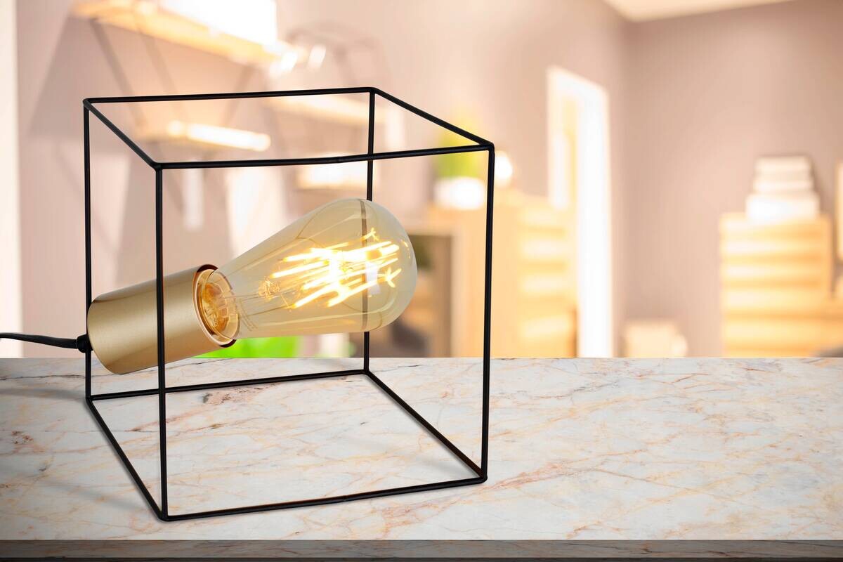 Näve Leuchten Tischleuchte 3176622 schwarz Kunststoff Metall B/H/T: ca. 16x16x16 cm E27 1 Brennstellen