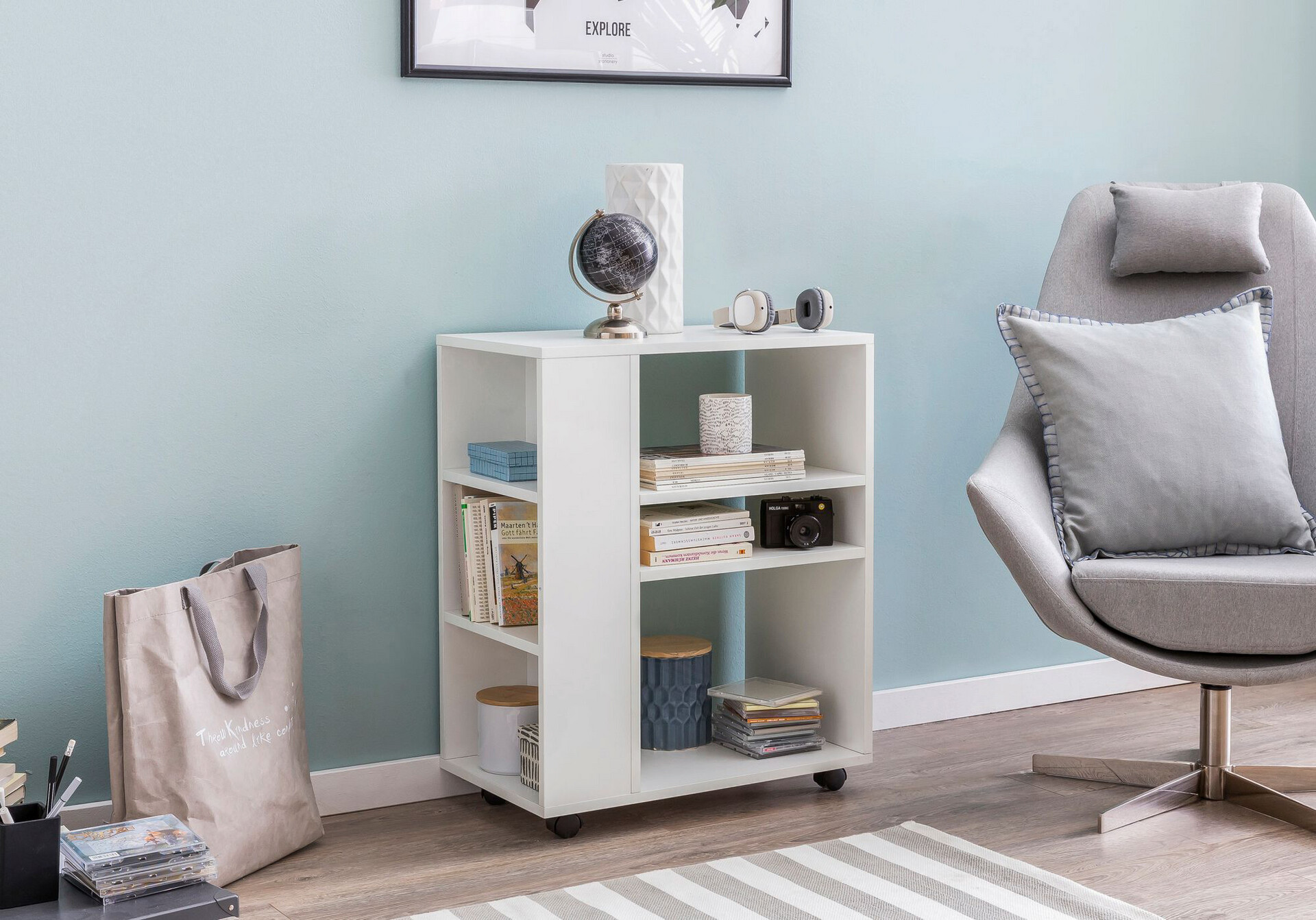 Regal weiß schwarz B/H/T: ca. 60x75x35 cm