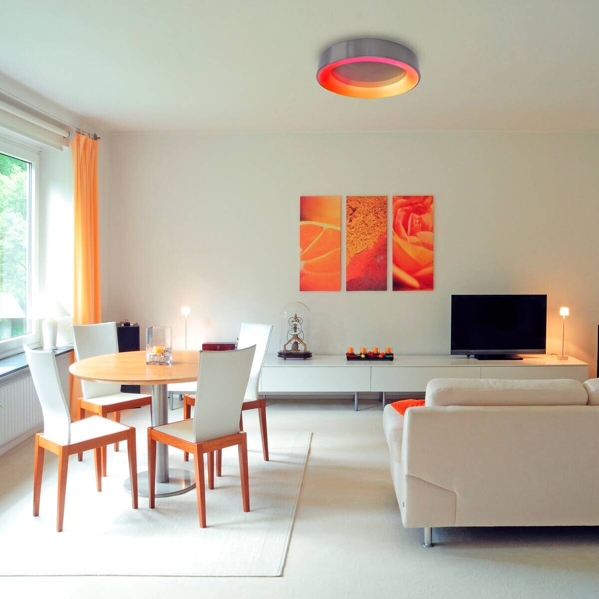 Näve Leuchten Deckenleuchte 1386961 nickel matt Kunststoff Metall B/H/T: ca. 46,5x8x46,5 cm null 1 Brennstellen