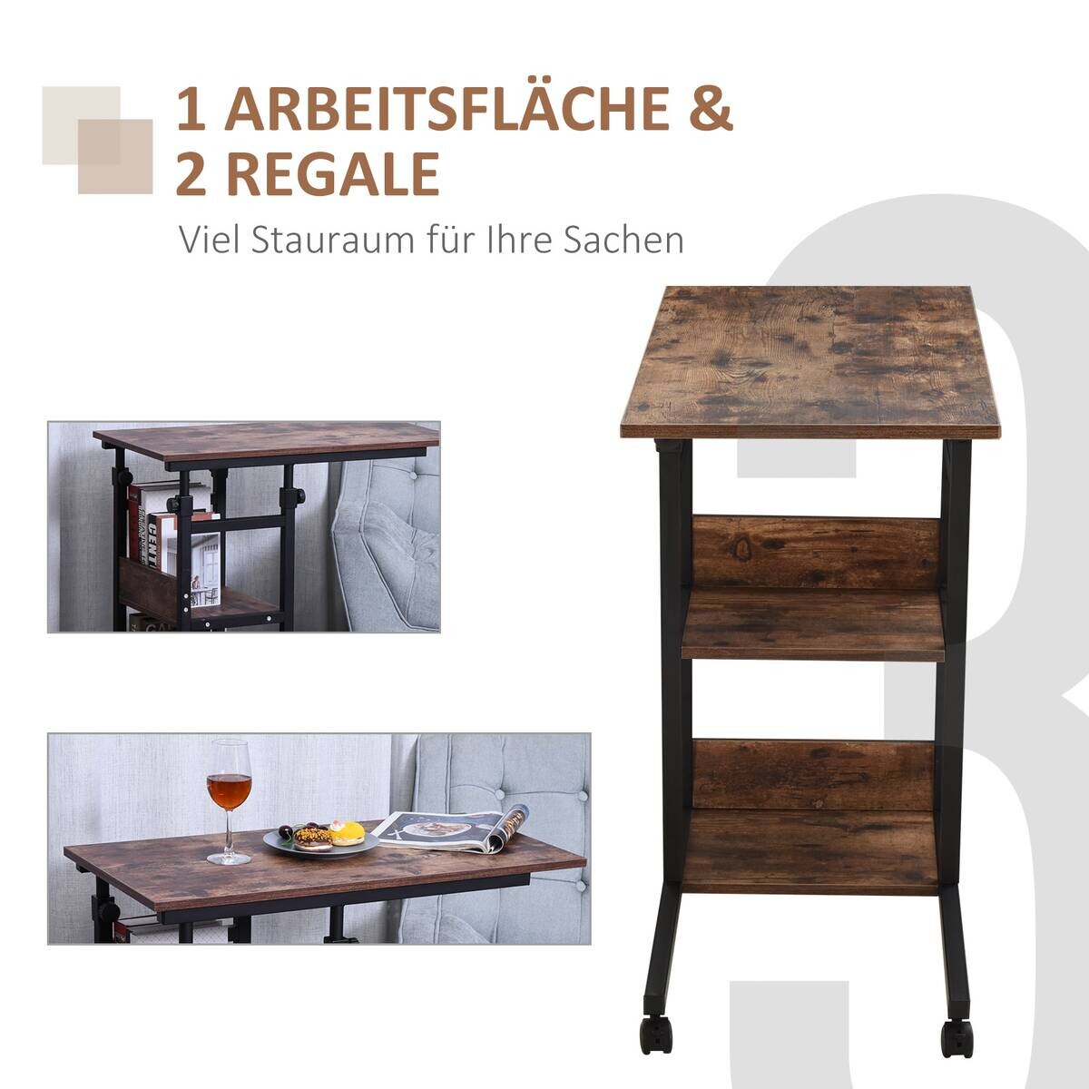 Beistelltisch braun dunkel Nachbildung B/H/T: ca. 80x72x40 cm