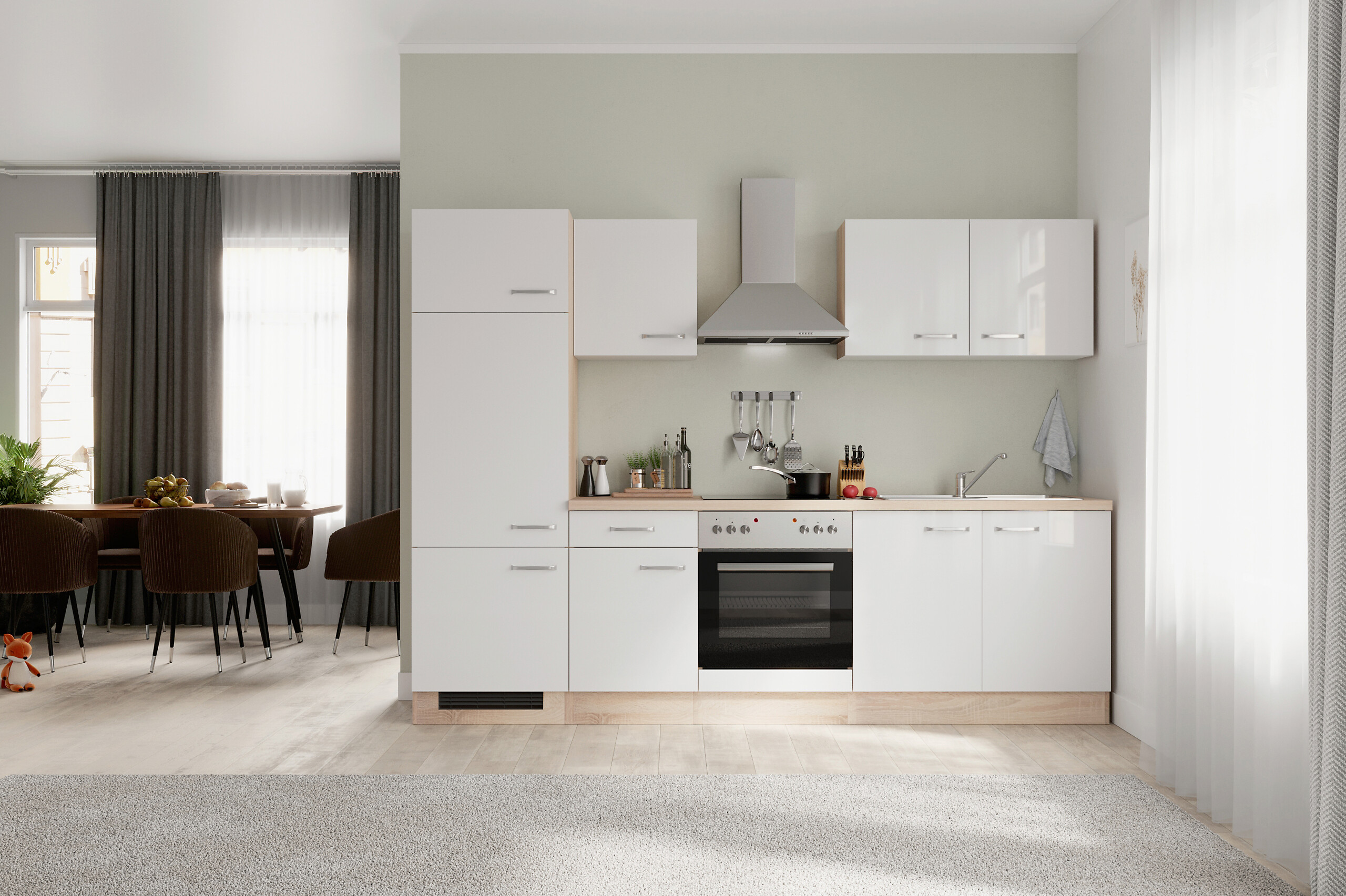 Küchenblock Valero weiß Hochglanz B/H/T: ca. 270x200x60 cm