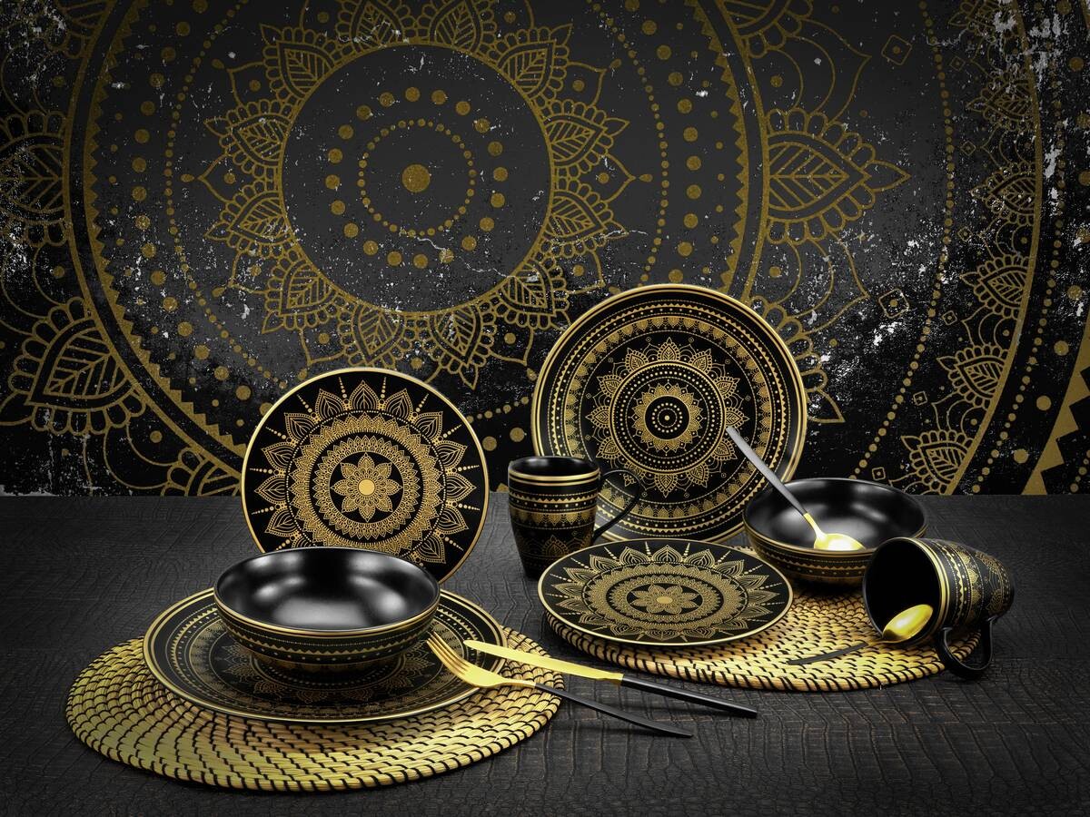 CreaTable Kombiservice Mandala schwarz Keramik