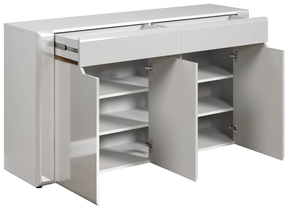 Sideboard Marlon Eiche Evoke Coast Nachbildung weiß Hochglanz B/H/T: ca. 150x84x40 cm