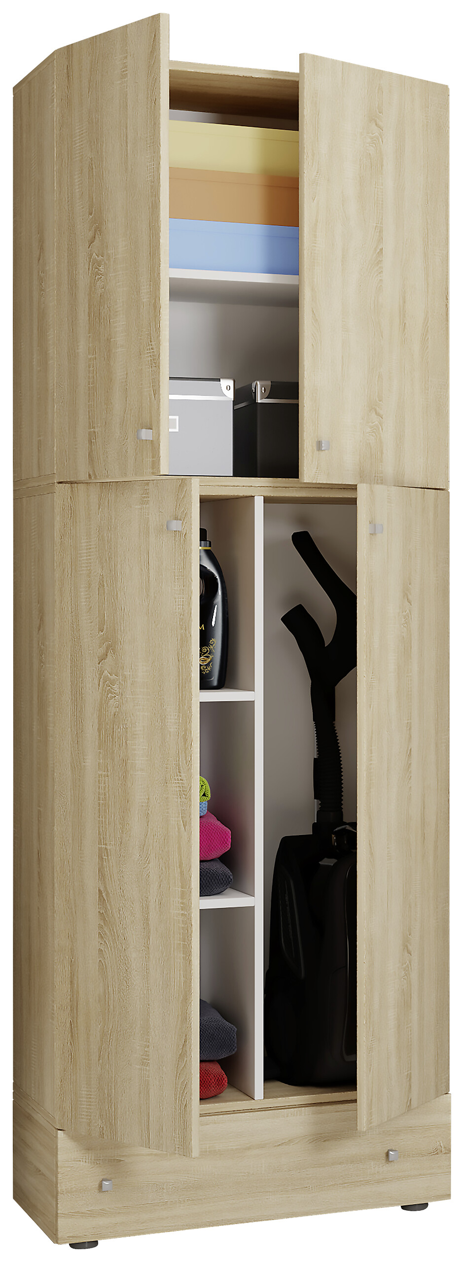 Putzschrank Lona Eiche Sonoma Nachbildung weiß B/H/T: ca. 70x200x39 cm