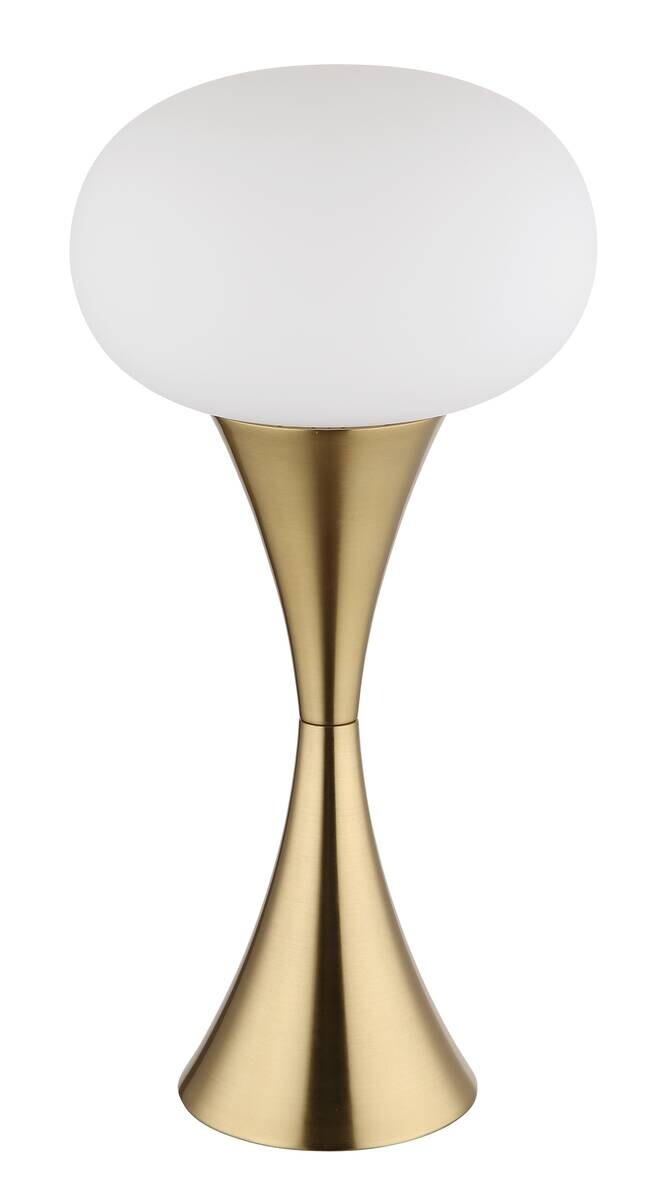 GLOBO Tischleuchte Opal messing Metall Glas H/D: ca. 36,9x18 cm E14 1 Brennstellen