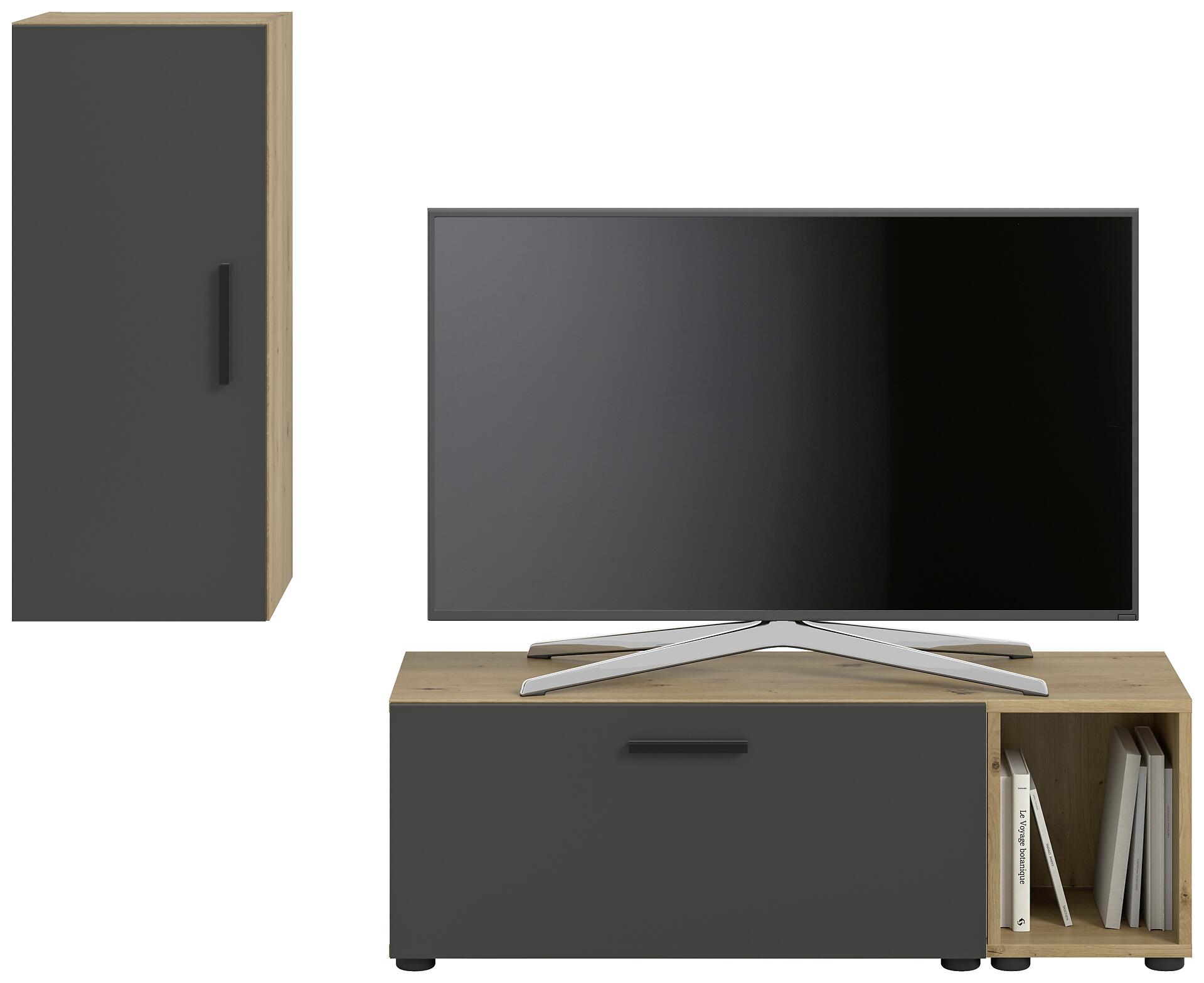 Wohnwand-Set TheOne Eiche Artisan Nachbildung anthrazit B/H/T: ca. 75x32x34 cm