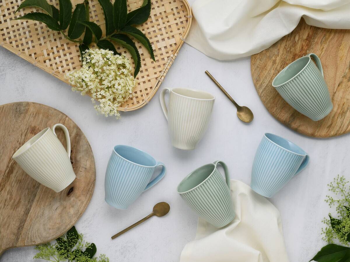 CreaTable Kaffeebecher Valencia bunt Porzellan 6 tlg.