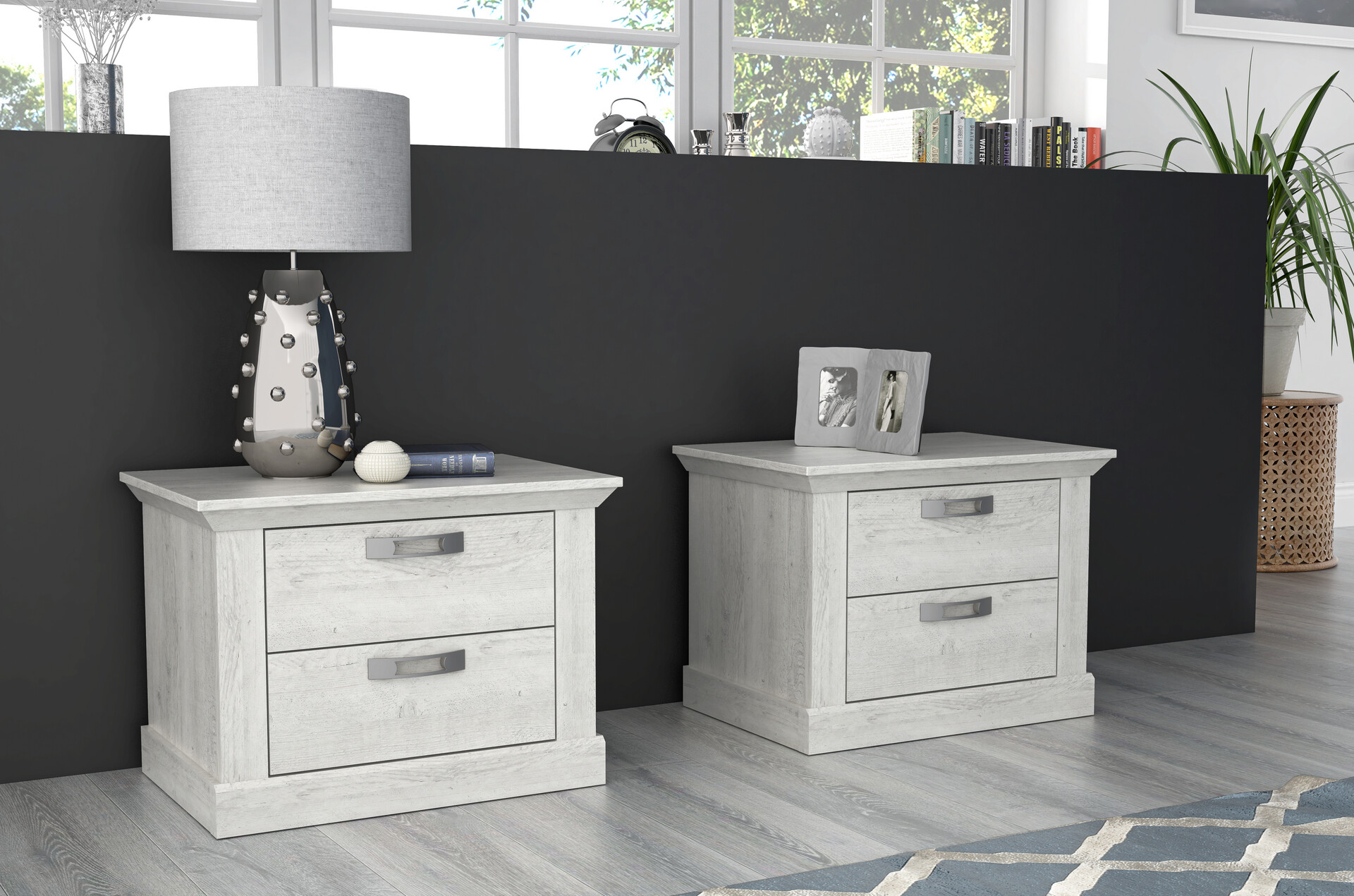 Nachtkonsole  weiß Pinie Nachbildung B/H/T: ca. 65,5x47,8x44,9 cm