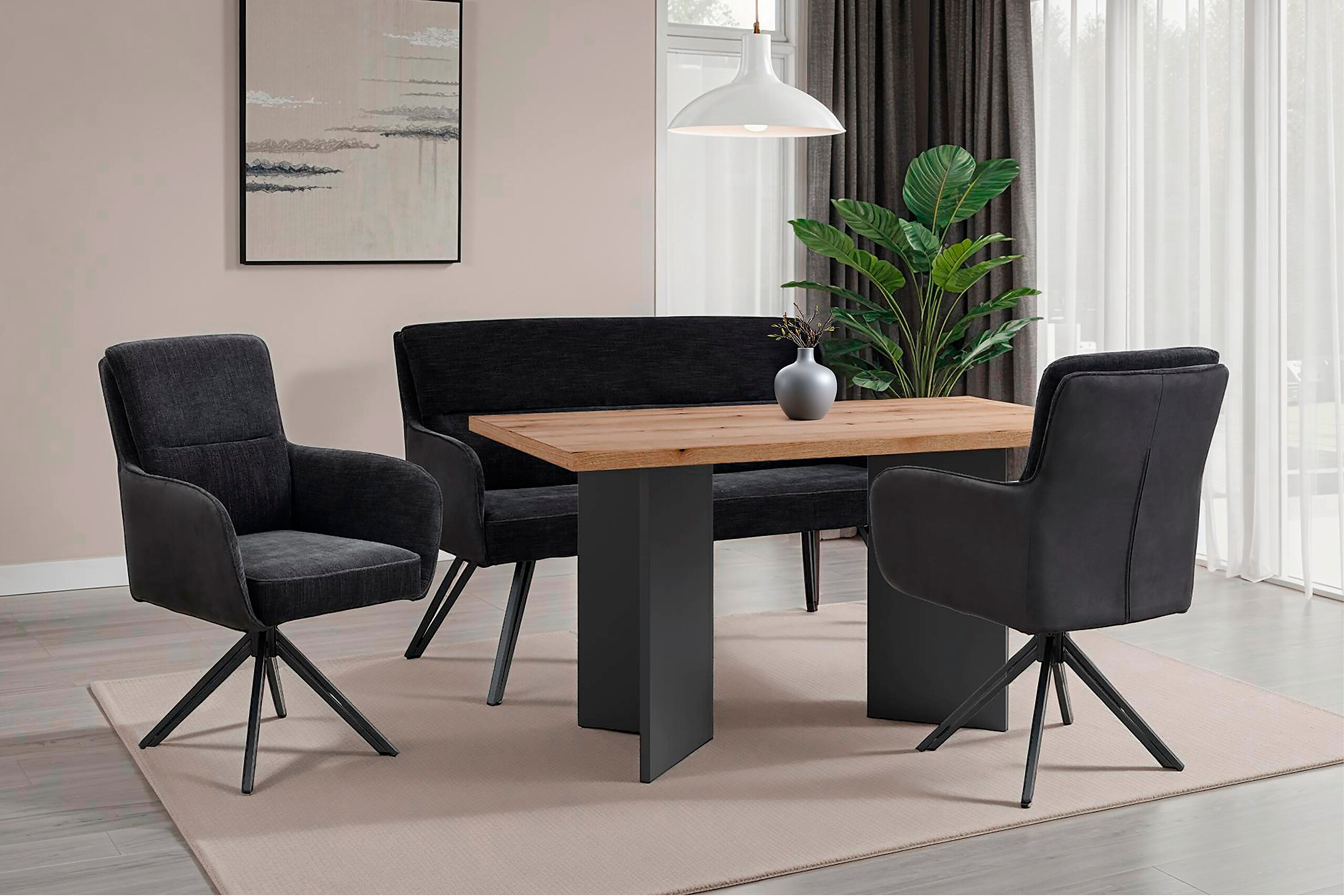 Sitzbank TINO schwarz Metall Microfaser B/H/T: ca. 140x94x67 cm Sitzbank TINO schwarz Metall Microfaser B/H/T: ca. 140x94x67 cm