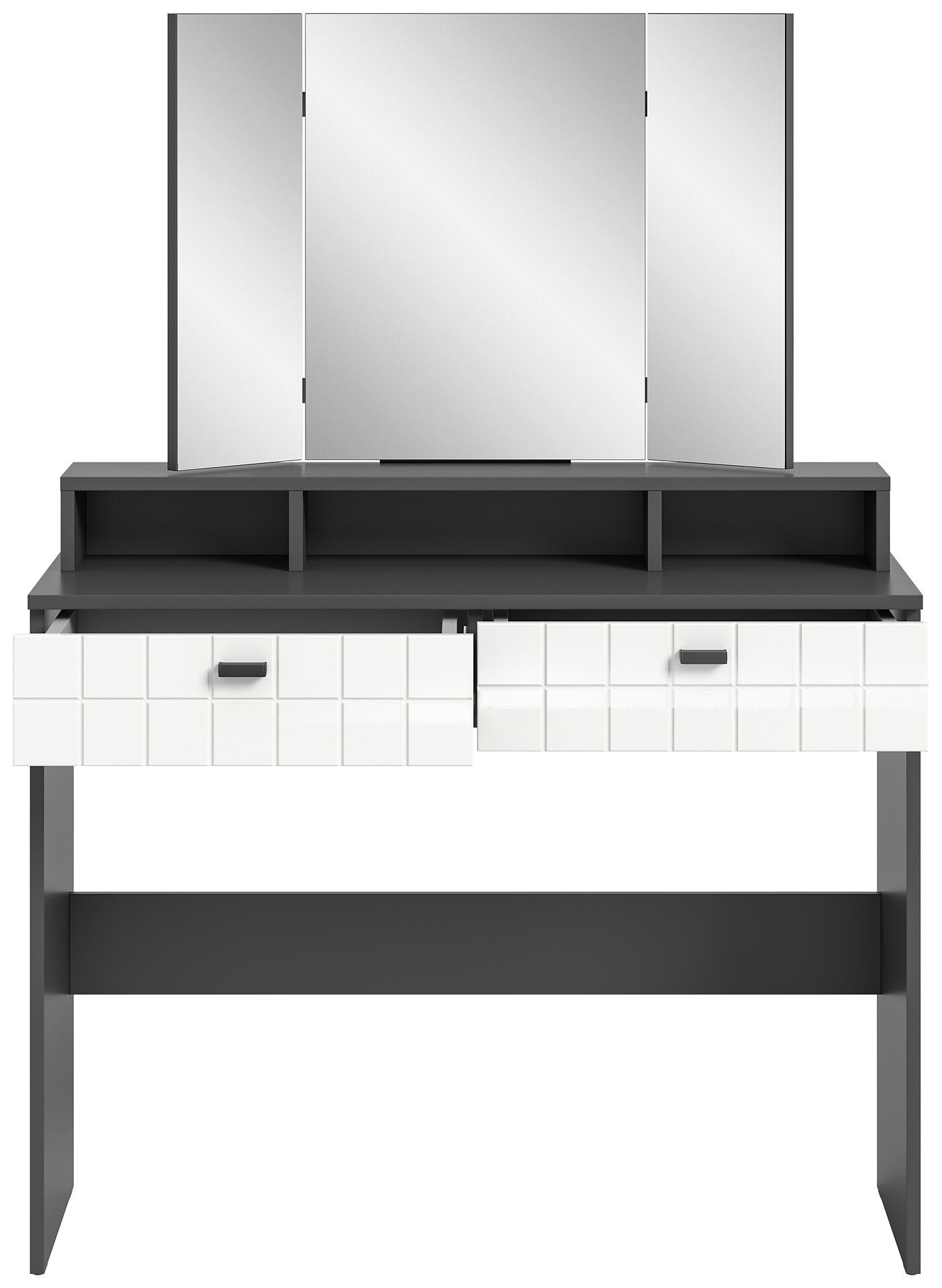 Schminktisch Monte anthrazit weiß Hochglanz B/H/T: ca. 100x142x42 cm