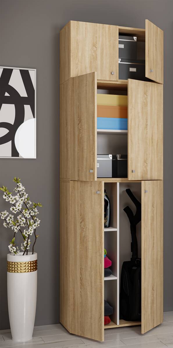 Putzschrank Lona Eiche Sonoma Nachbildung weiß B/H/T: ca. 70x223x39 cm