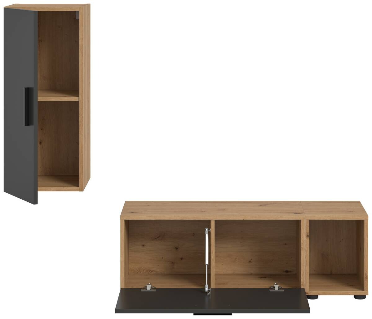 Wohnwand-Set TheOne Eiche Artisan Nachbildung anthrazit B/H/T: ca. 75x32x34 cm