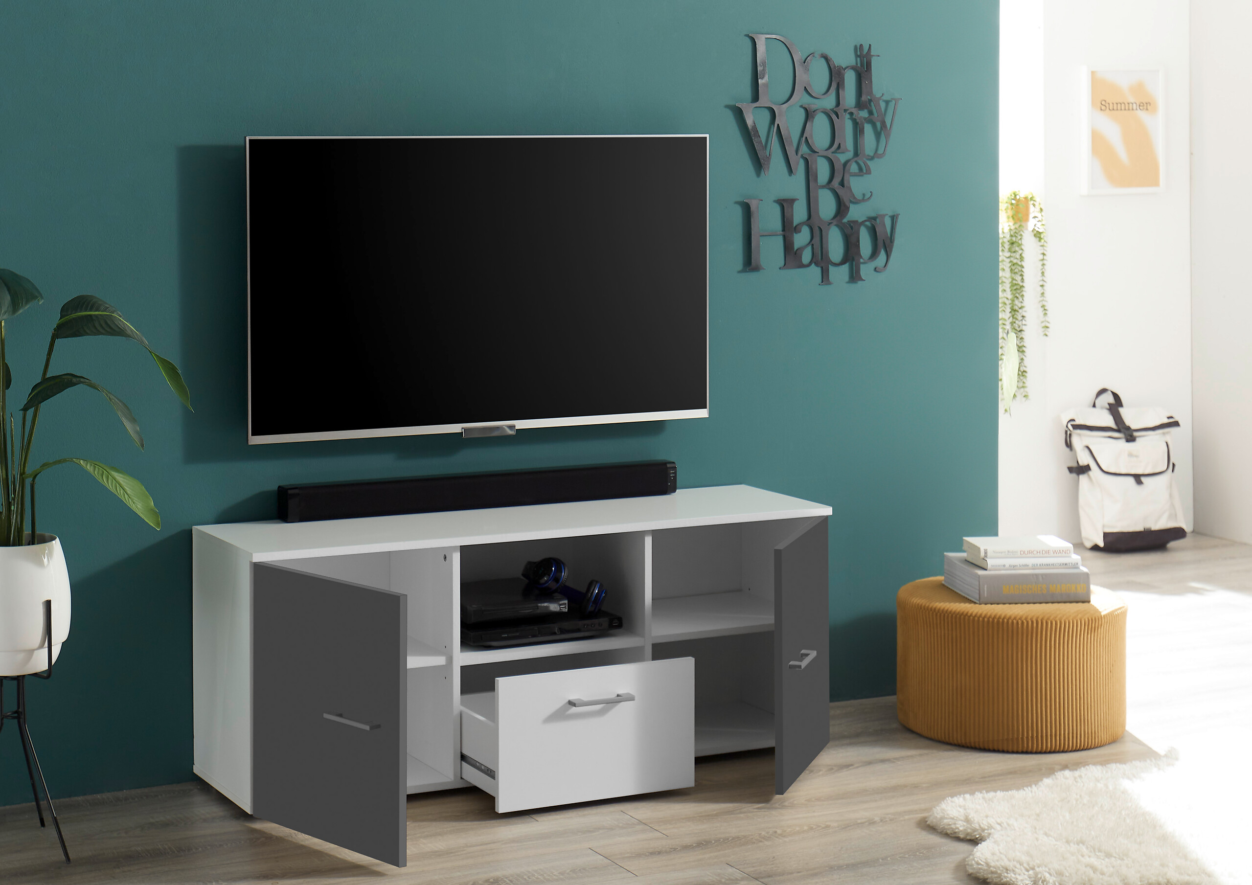 TV-Board Alex weiß Graphit B/H/T: ca. 135x54x37 cm TV-Board Alex weiß Graphit B/H/T: ca. 135x54x37 cm