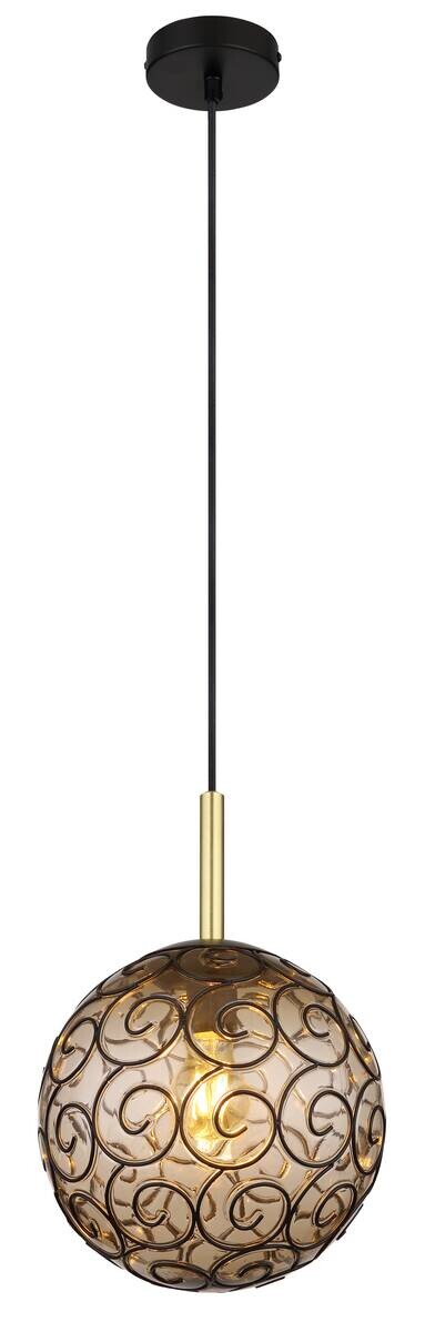 GLOBO Pendelleuchte Fitz schwarz Rauch Kunststoff Metall H/D: ca. 120x25 cm E27 1 Brennstellen