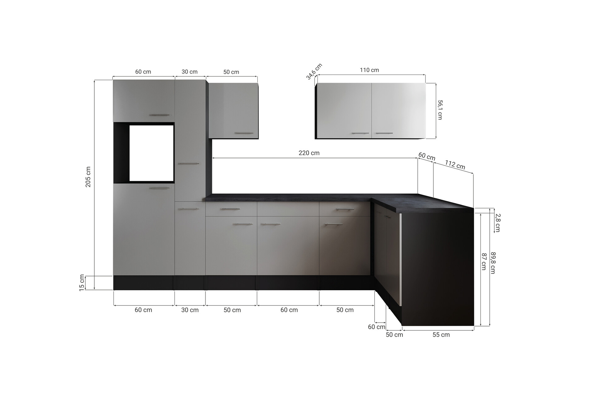 Winkelküche Oliver B/H/T: ca. 310x205x172 cm