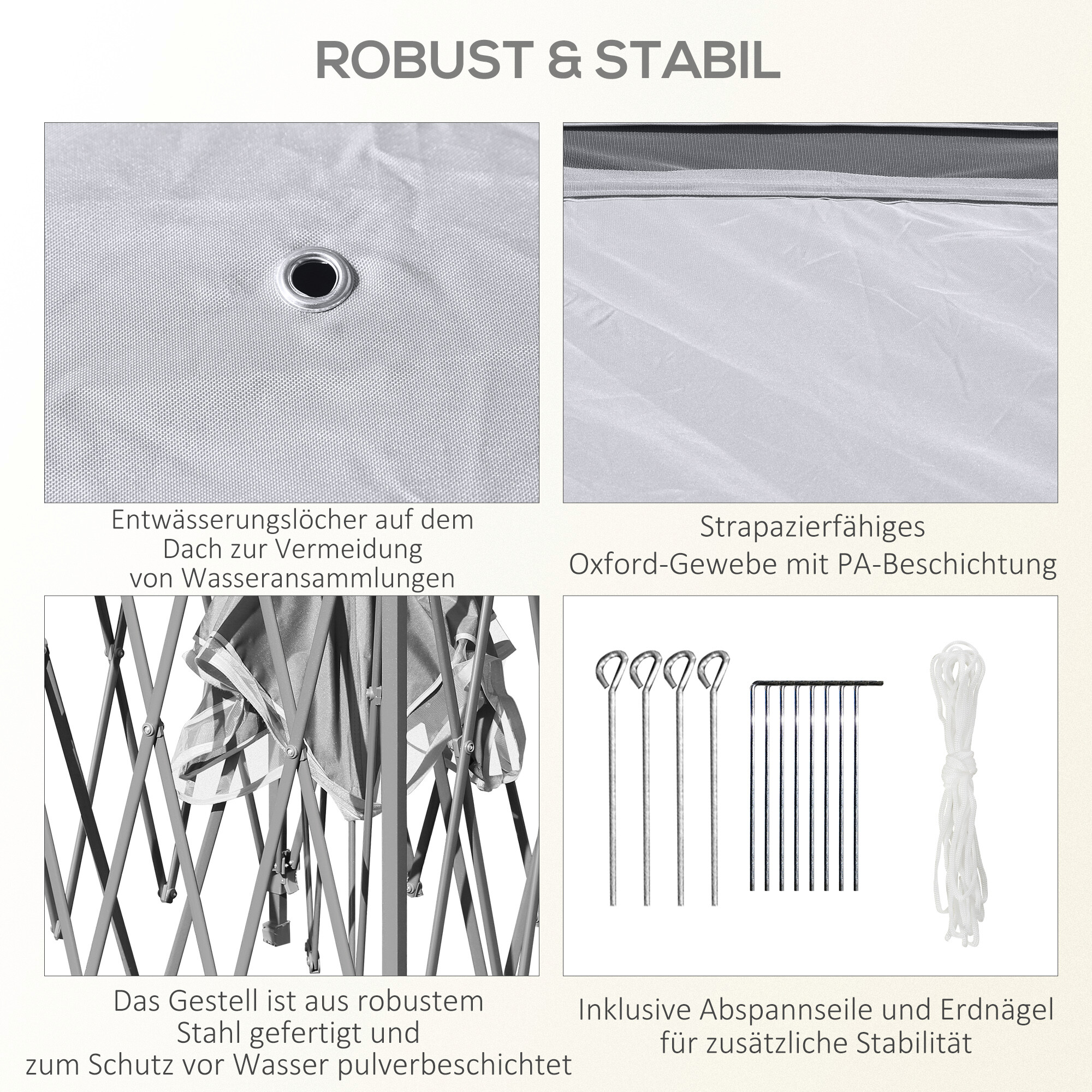 Outsunny Pavillon grau Metall B/H/L: ca. 330x288x330 cm