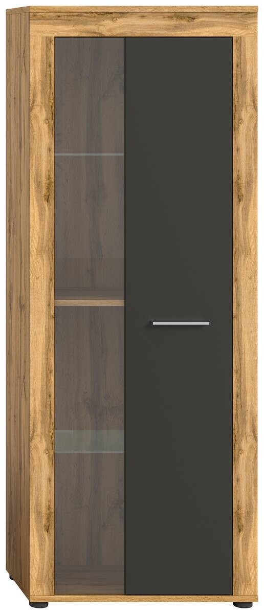 Vitrine Jam Eiche Wotan Nachbildung grau B/H/T: ca. 60x159x35 cm