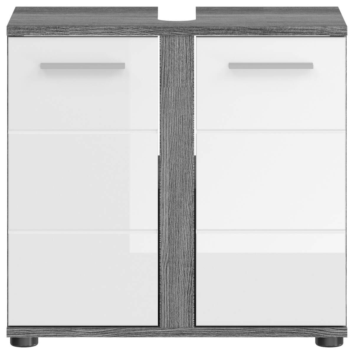 Badezimmer-Set BLAKE Rauchsilber Nachbildung weiß Hochglanz B/H/T: ca. 60x191x34 cm