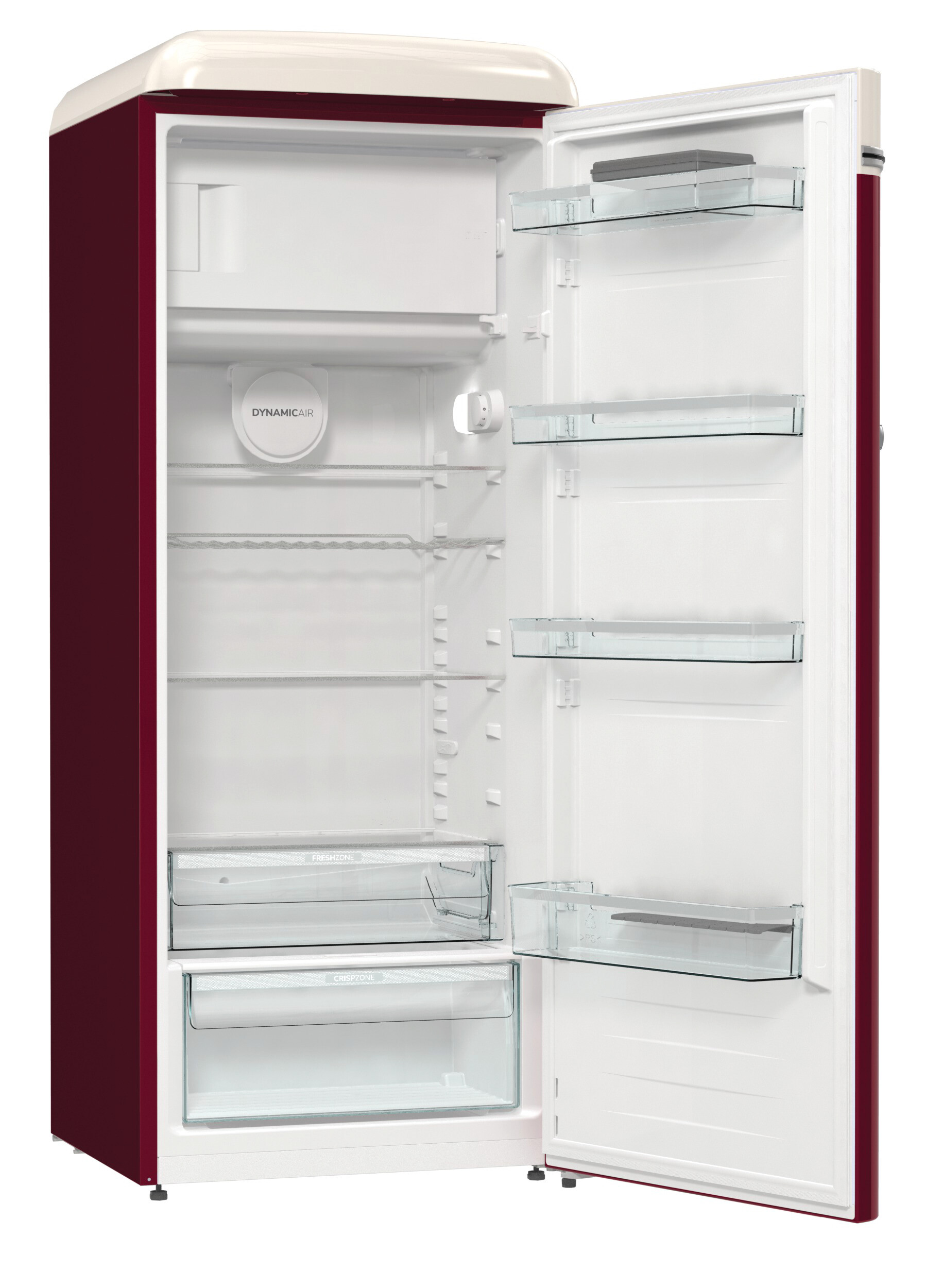 Gorenje VW-Retro-Kühlschrank OBRB615DR rot B/H/L: ca. 59,5x152,5x66,1 cm