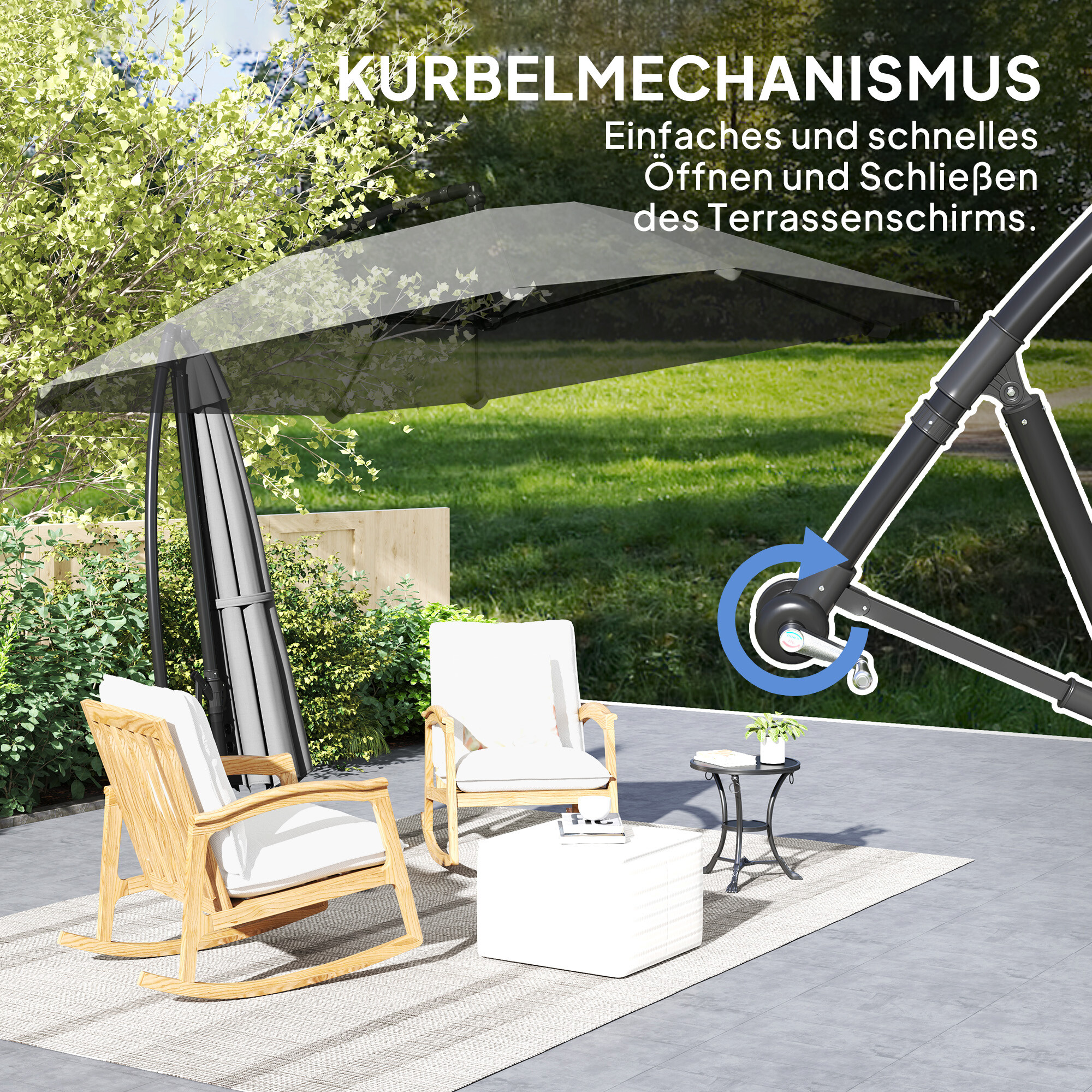 Outsunny Ampelschirm dunkelgrau Metall B/H/L: ca. 260x245x304 cm