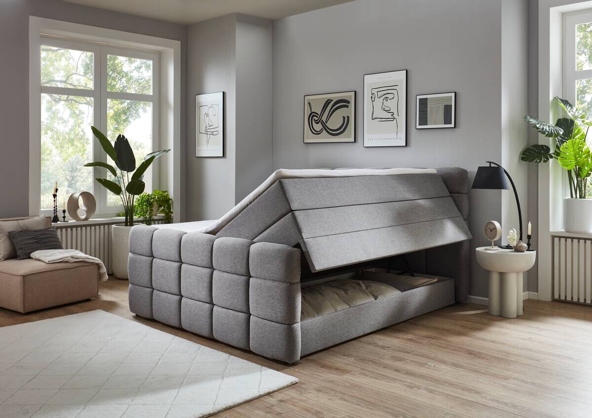 Boxspringbett Lugano hellgrau Liegefläche B/L: ca. 180x200 cm