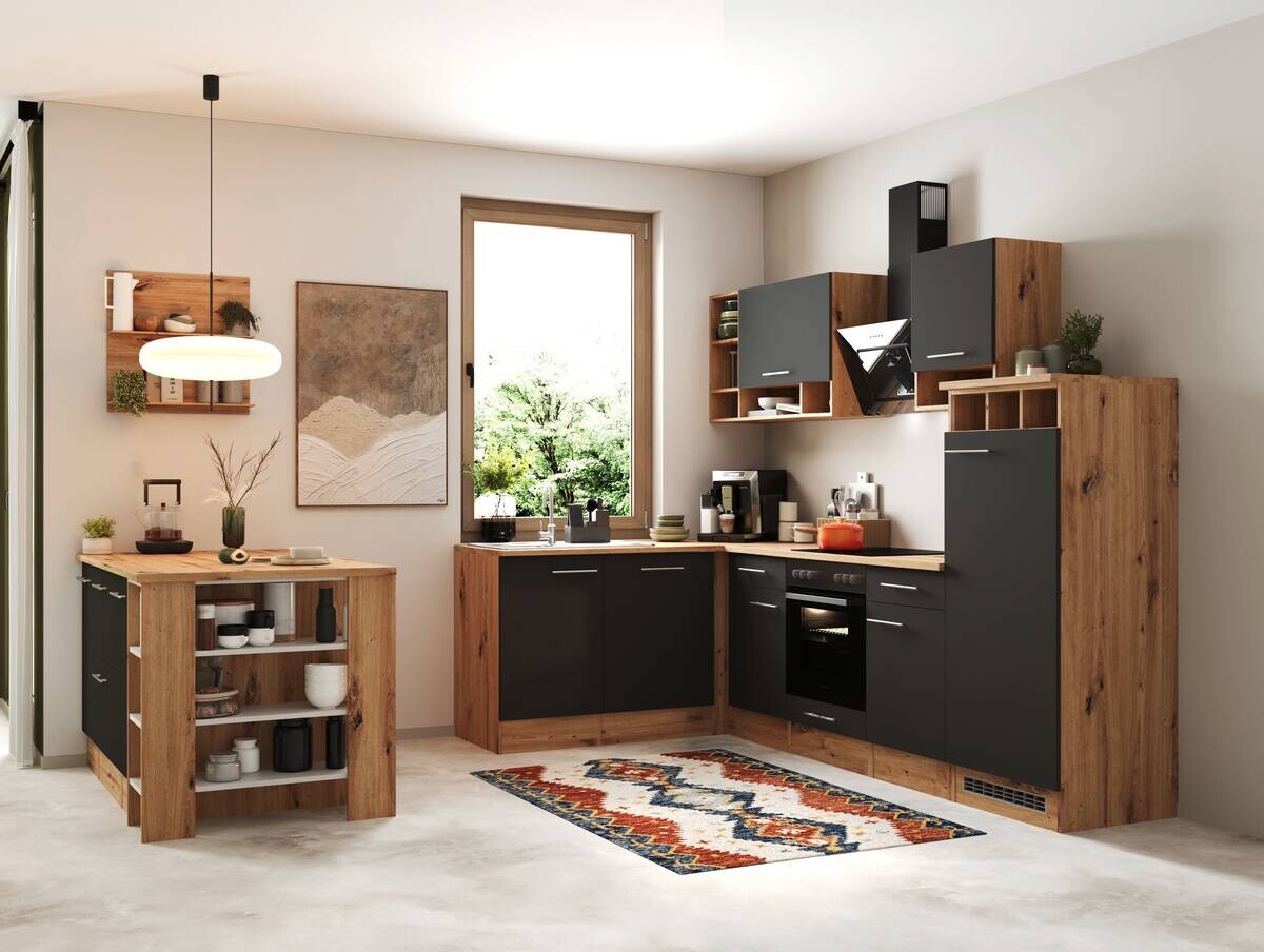 Respekta Winkelküche Hilde grau matt B/H/T: ca. 280x205x172 cm