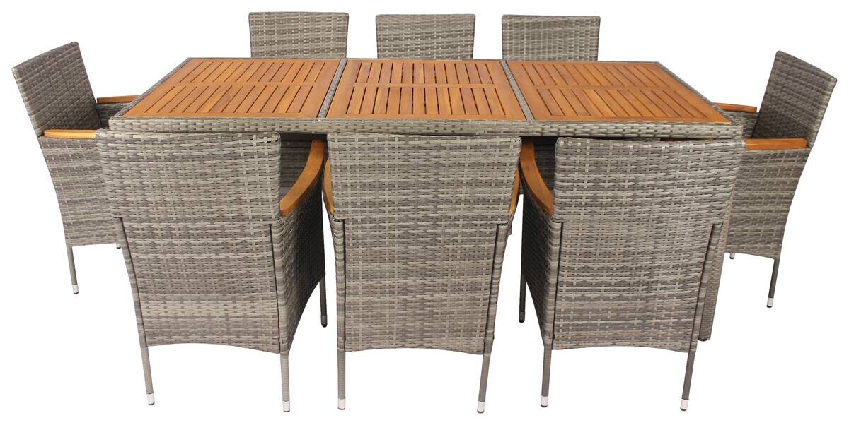 POCOline Tischgruppe Korfu grau Polyrattan