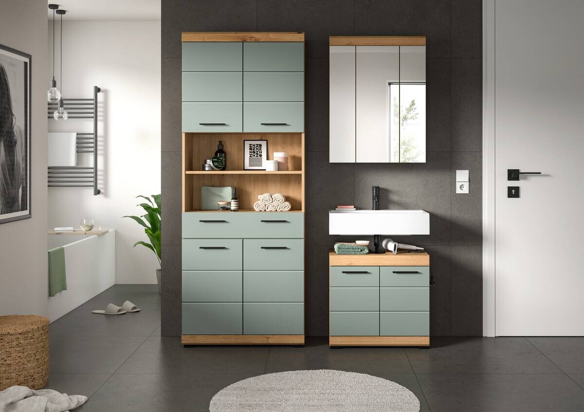 Badezimmer-Set Scout Eiche Artisan Nachbildung salbei Nachbildung B/H/T: ca. 149x34x191 cm