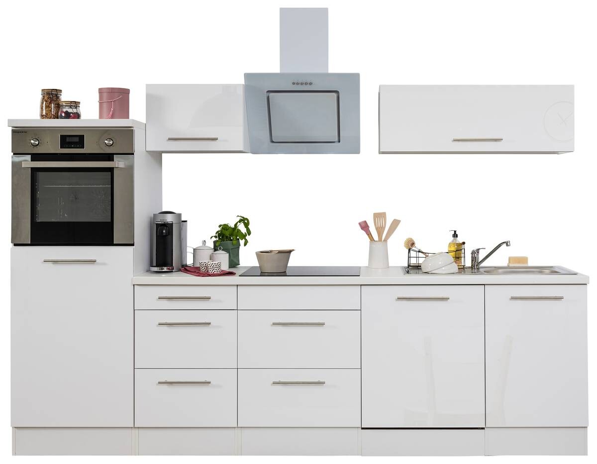 Respekta Küchenblock Premium weiß hochglänzend B/H/T: ca. 280x200x60 cm