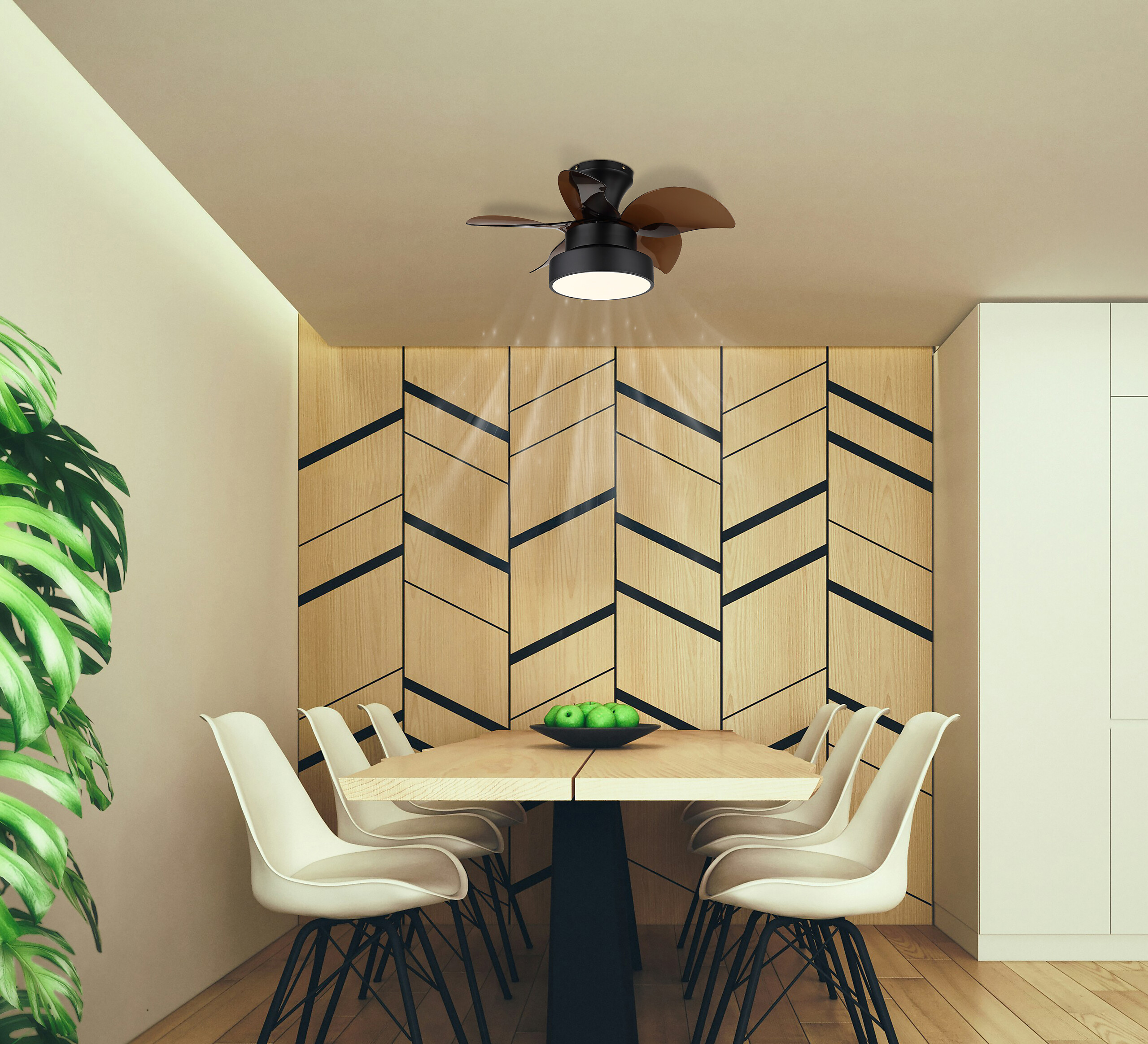 GLOBO LED-Deckenventilator schwarz braun H/D: ca. 27x58 cm max. 22 W