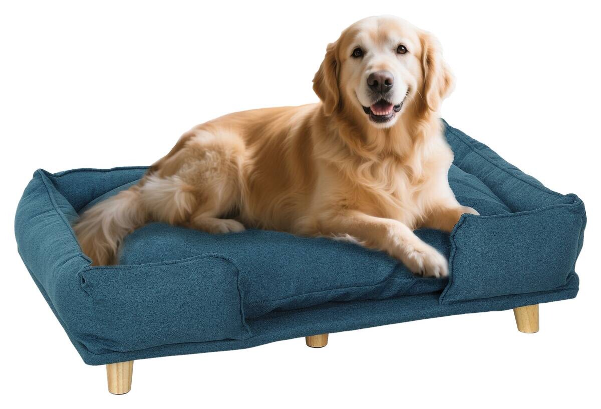 PawHut Hundesofa blau MDF B/H/L: ca. 66x24x96 cm