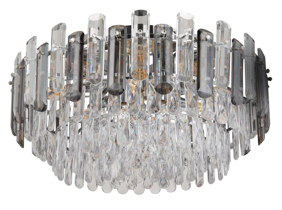 GLOBO Deckenleuchte Chrom klar Metall Acryl H/D: ca. 27x55 cm 11 Brennstellen