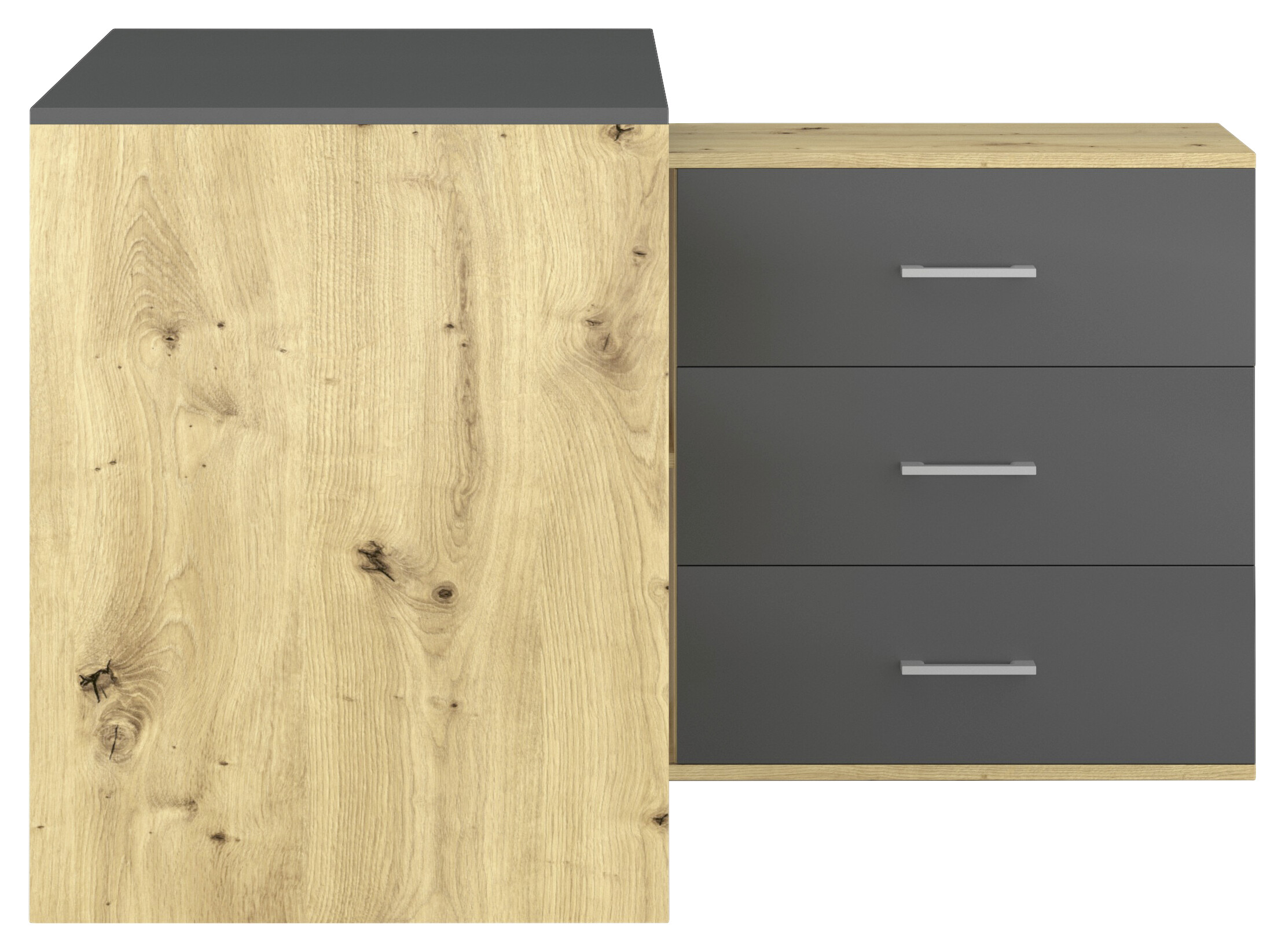 Schreibtisch KURT Eiche Artisan Nachbildung anthrazit B/H/T: ca. 120x75,4x122 cm Schreibtisch KURT Eiche Artisan Nachbildung anthrazit B/H/T: ca. 120x75,4x122 cm