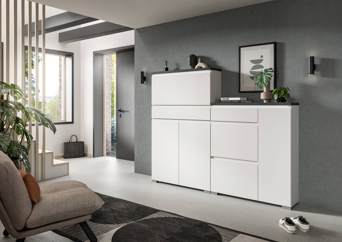 Schuhschrank Shoelove weiß grau B/H/T: ca. 95x151x27 cm