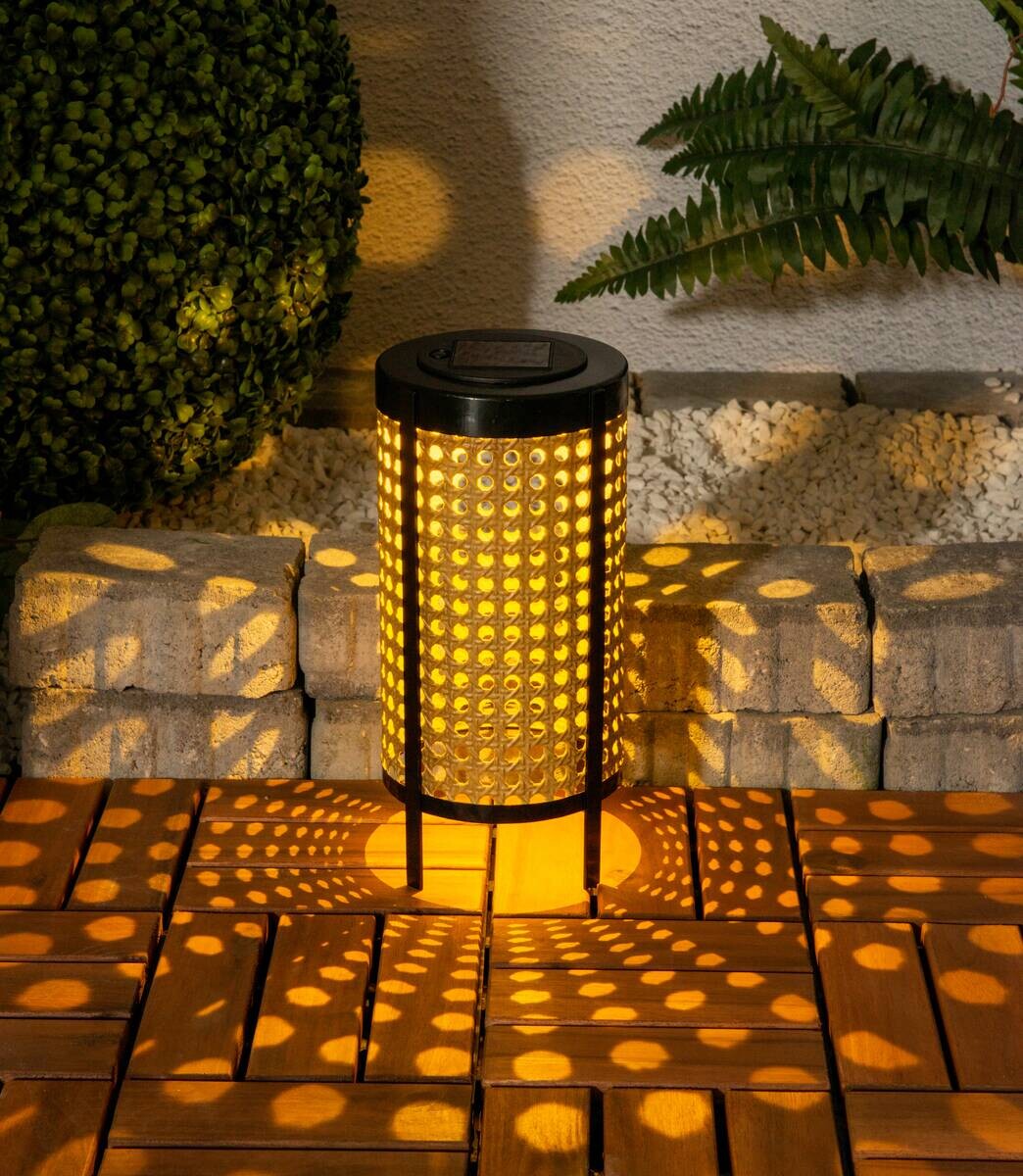 LED-Solarleuchte 5293901 beige schwarz H/D: ca. 26x12,3 cm