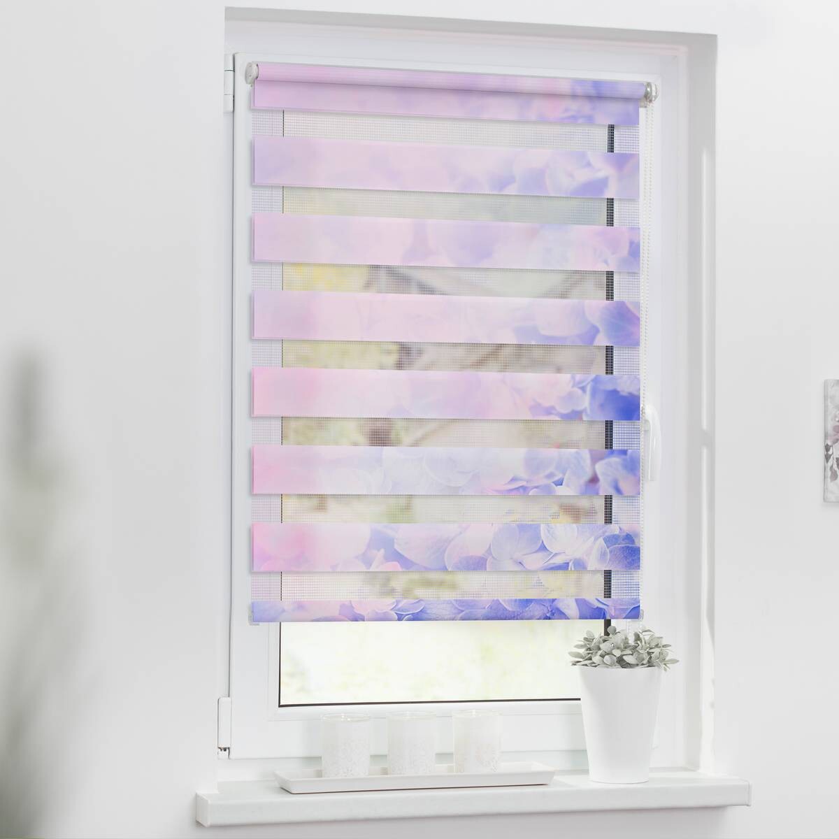 LICHTBLICK Doppelrollo Duo Hortensie lila B/T: ca. 70x150 cm