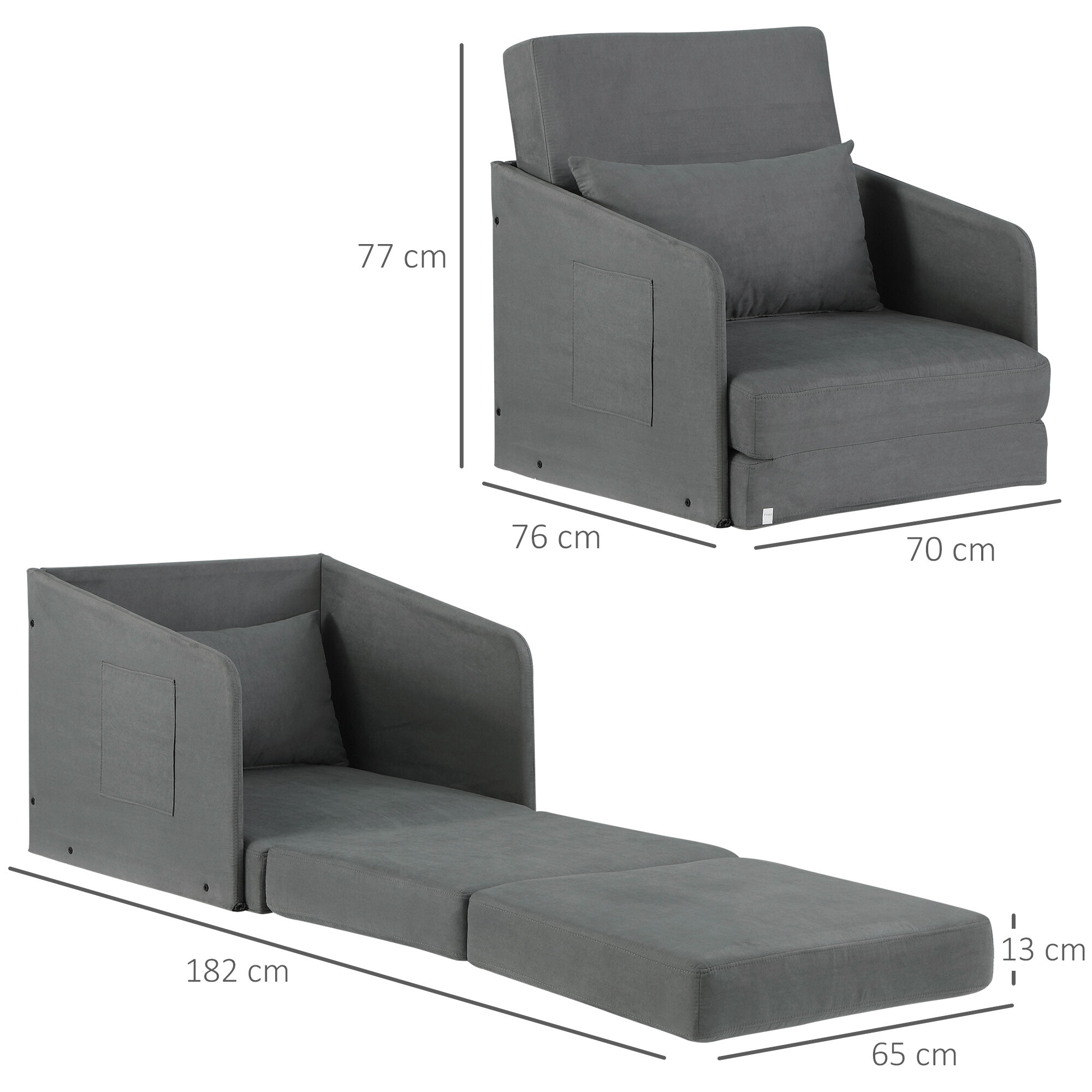 Schlafsofa 833-036 grau B/H/T: ca. 70x77x76 cm